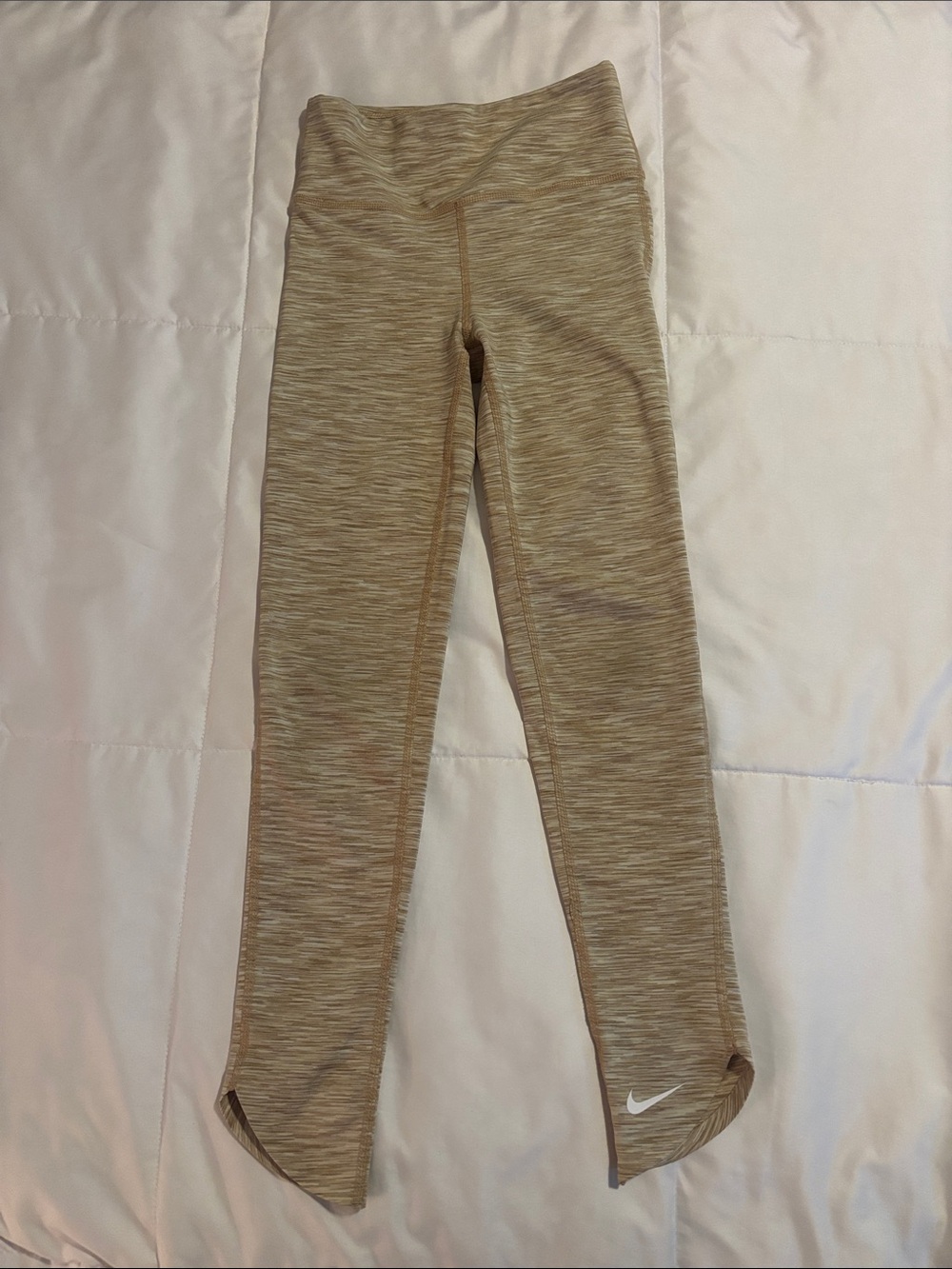 Nike Girls' Tan Space-Dye Performance Leggings with Swoosh